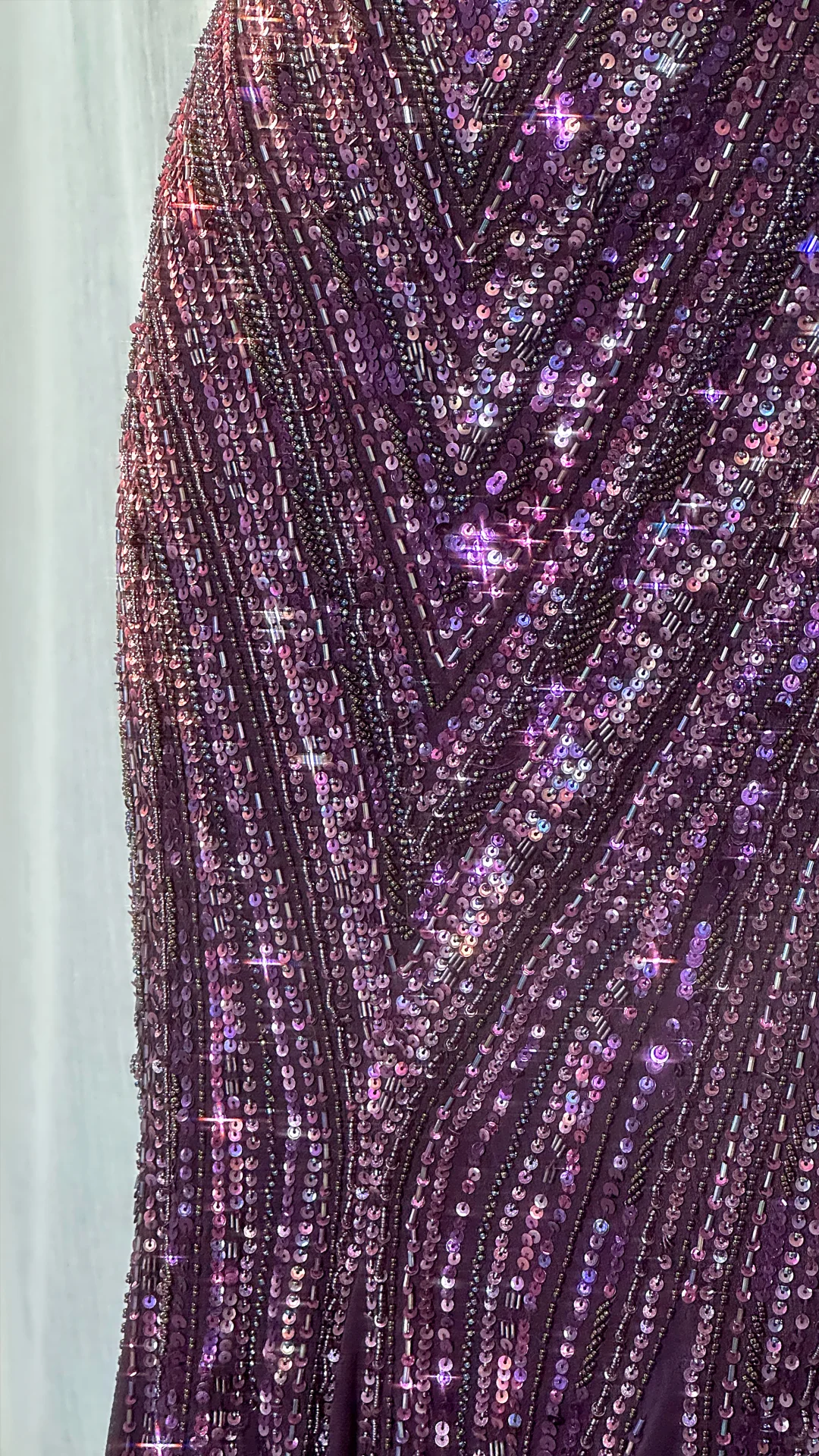 Gorgeous Purple Beaded Sequin V-neck Mermaid Elegant Chiffon Evening Dress Prom Dresses TP4144