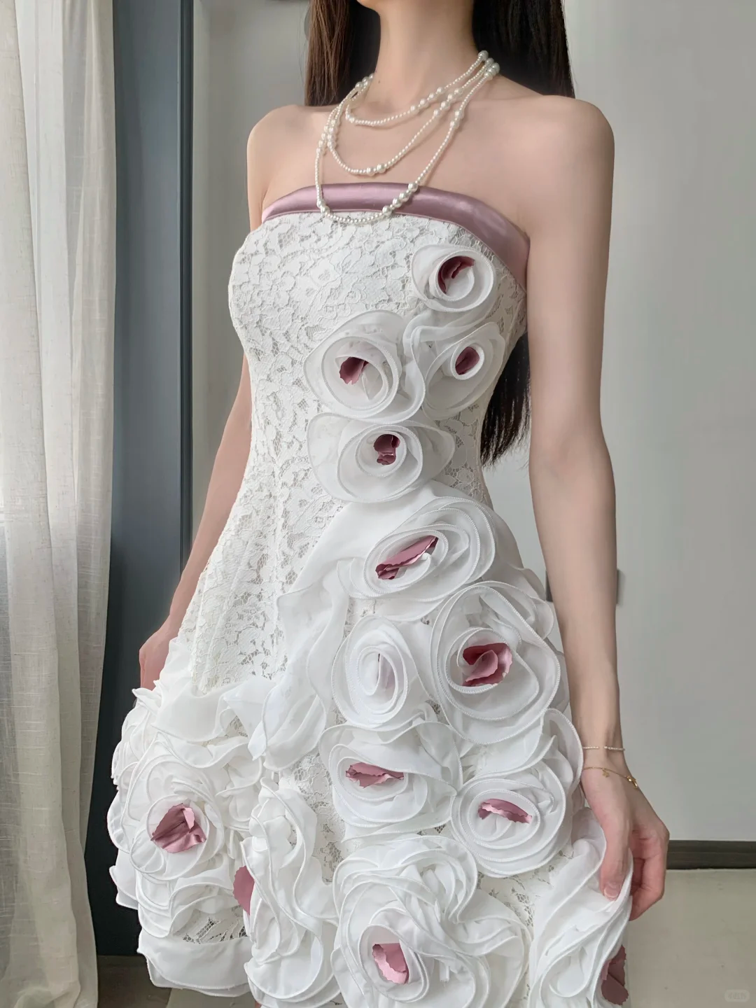 Vintage 3D Flowers Applique Strapless Design A-Line Short Homecoming Dress Party Dress TP4193