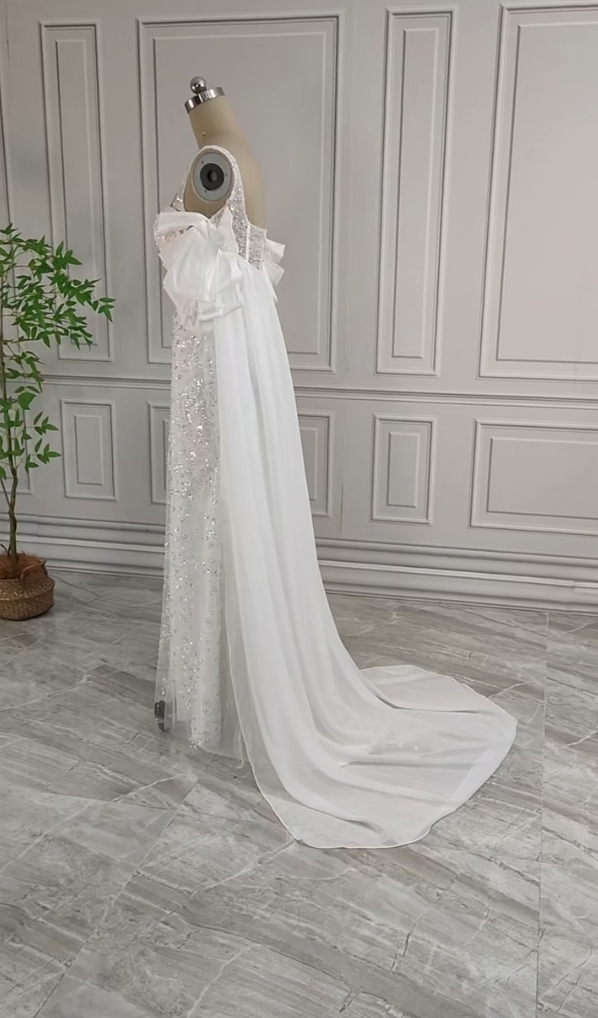 Gorgeous White Glittering Sequin Beaded Sweetheart A-Line Long Prom Dress Party Dress Evening Dress TP4484