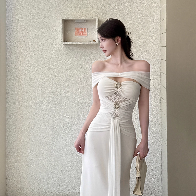 Gorgeous Ivory Off-the-shoulder Sweetheart Applique Beaded Mermaid Long Prom Dress Evening Dress TP4356