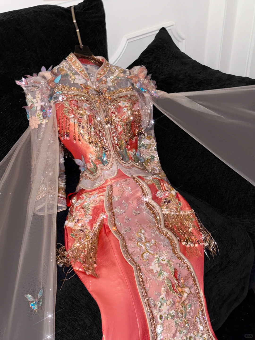 Gorgeous Shiny Beaded Exquisite Embroidery 3D Butterflies Mermaid Floor-length Evening Dress Prom Dresses TP4189