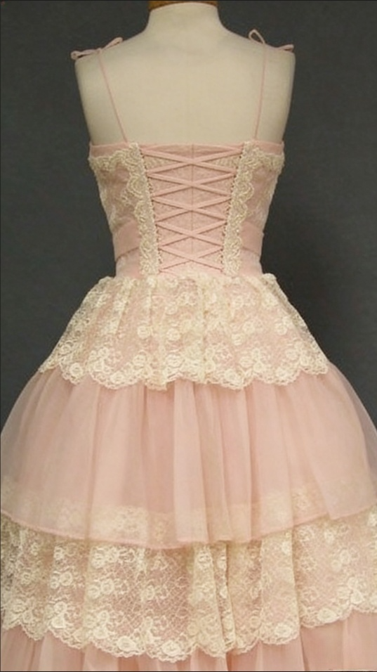Vintage Pink A-Line Spaghetti Strap Bowknot Birthday Dress Lace Layered Tulle Long Party Dress TP1832