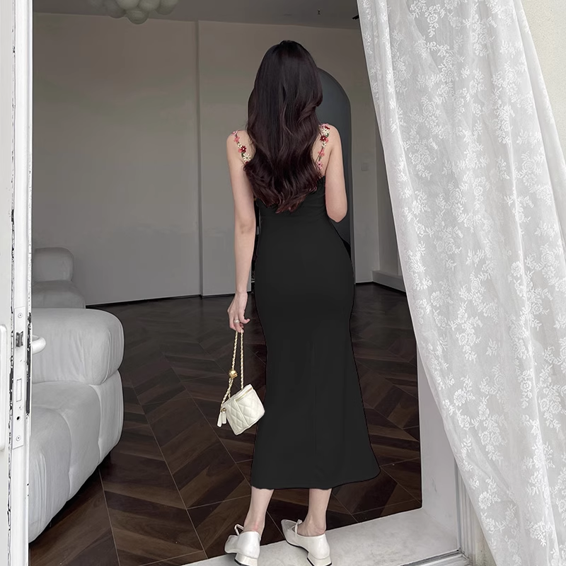 Vintage Applique Floral Spaghetti Strap Mermaid Long Summer Dress Prom Dress Evening Dress TP4353