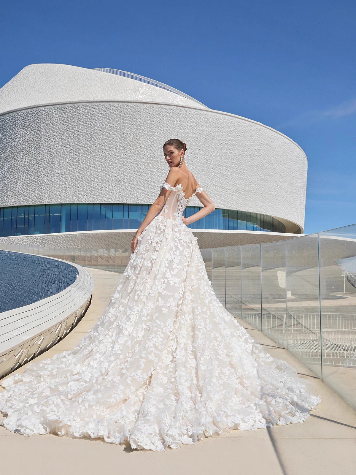 Elegant White Applique Off-the-shoulder A-Line Long Wedding Dress TP5018