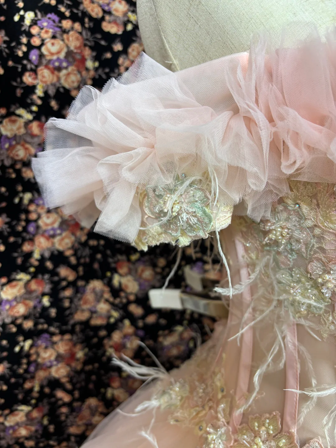 Vintage Pink Sweetheart Off-the-shoulder Tulle Beaded Quinceanera Evening Dress Ball Gown TP4266