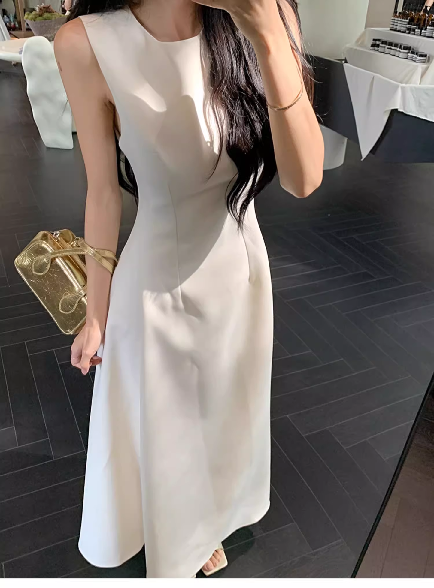 Simple Fashion Pink Design Elegant A-line Sleeveless Women Vest Dress TP3529