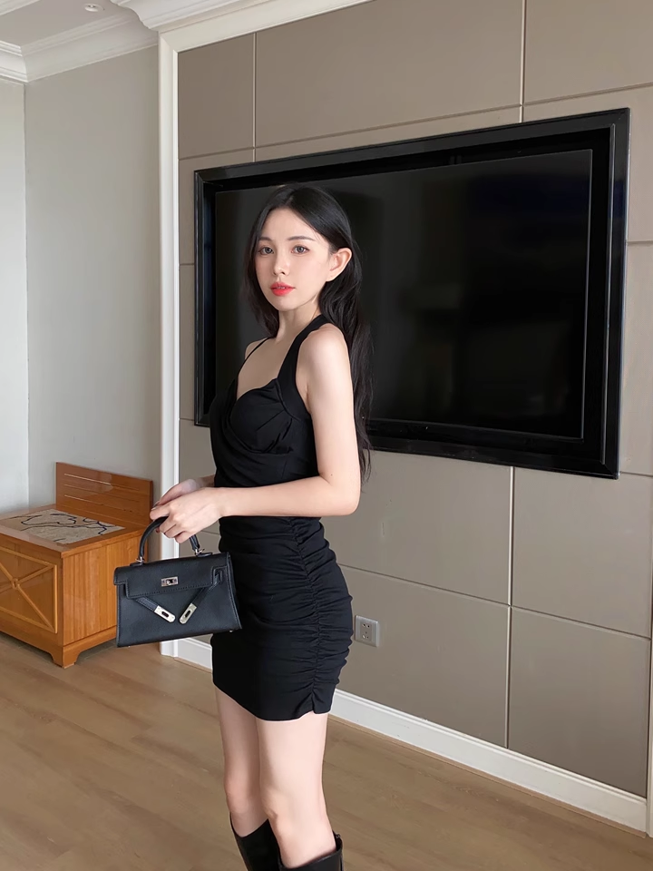 Sexy Fashion Women Black Short Halter Dress TP2987