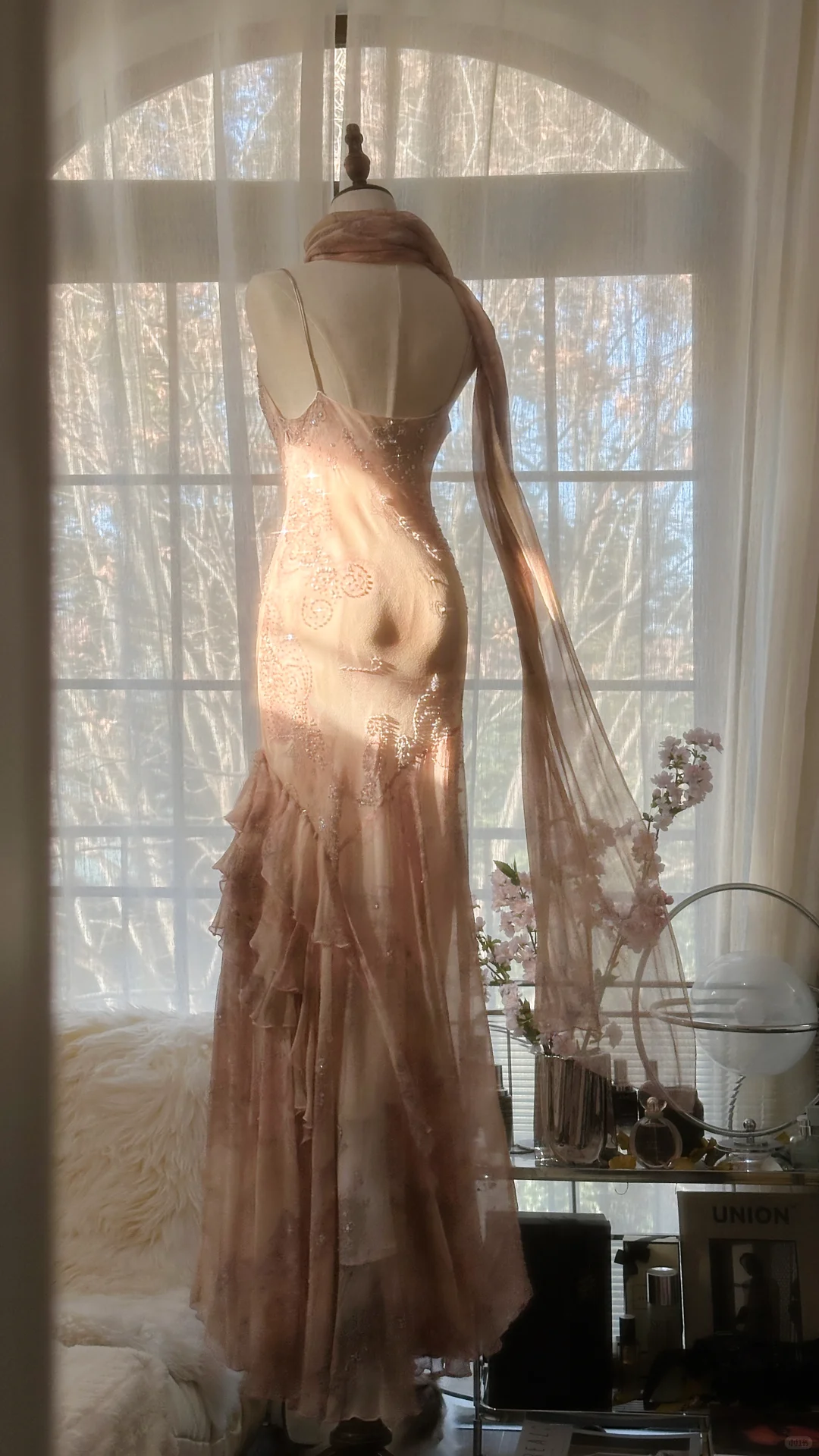 Vintage Champagne Sparkling Elegant Beaded Gorgeous Chiffon Evening Dress Prom Dress TP3977