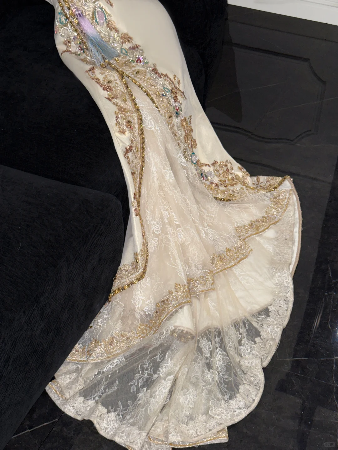 Sparkling Beige Beaded Sequined Design Elegant Mermaid Prom Dress Evening Dress TP4212