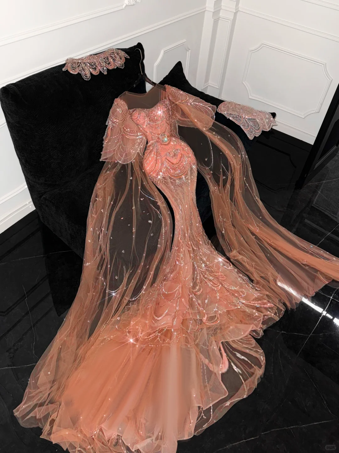 Gorgeous Shiny Orange Beaded Sequined Design Mermaid Prom Dress Evening Dress TP4216