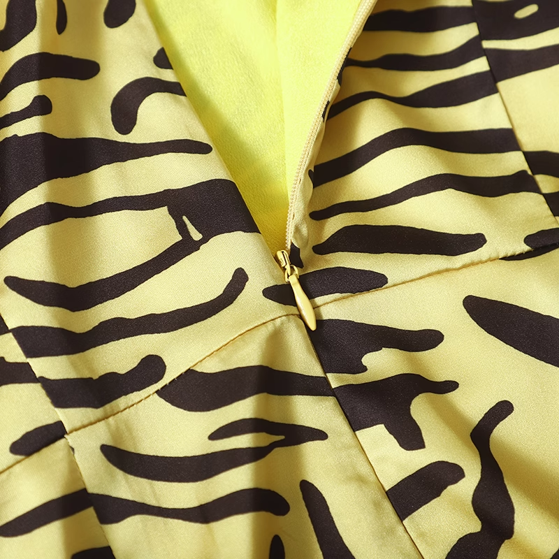 Yellow Leopard Print Off-the-shoulder Design Sheath Party Dress TP3890
