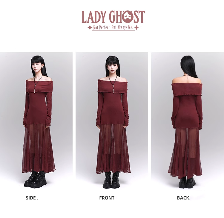 Elegant Design Sense Wine Red Velet Long-sleeved Dress TP2924