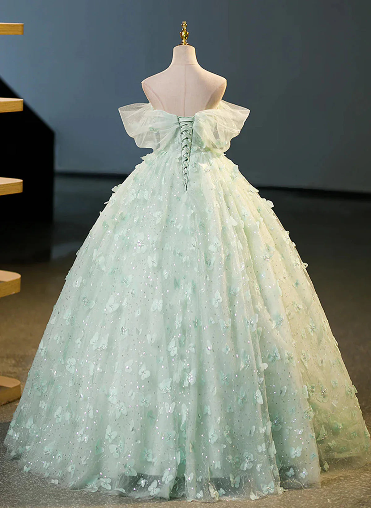 Green Tulle and Lace Long Formal Dress, Green Party Dress Prom Dress TP1007