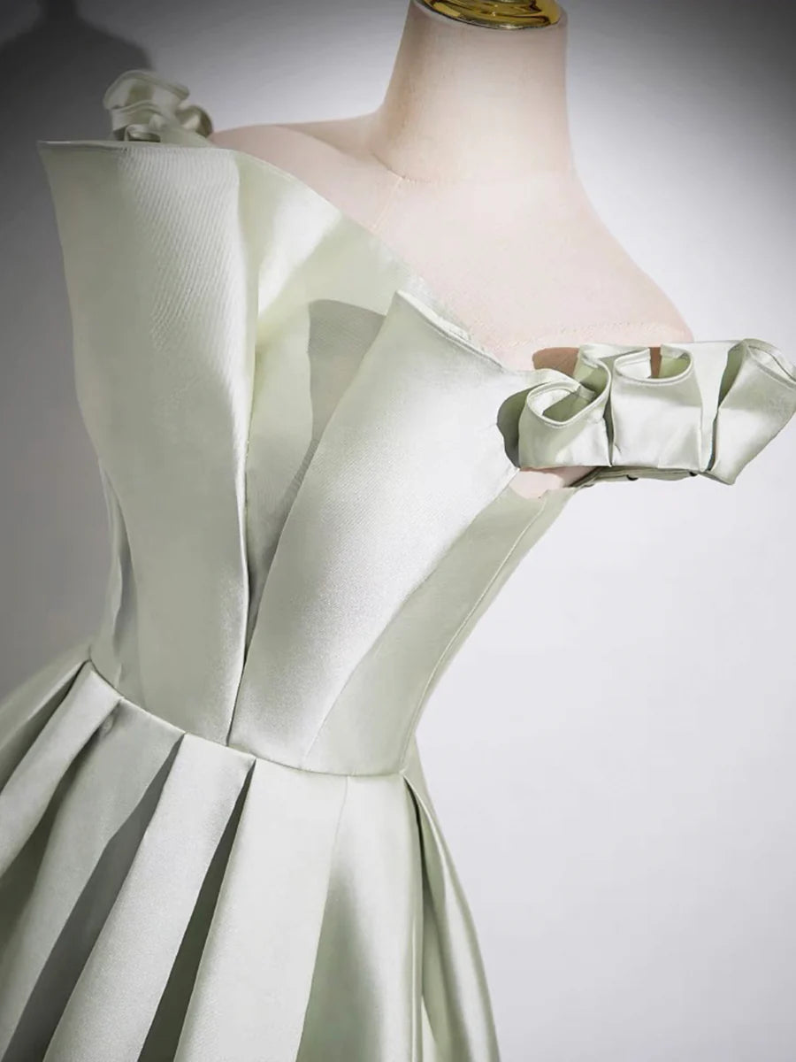 Light Green Long A-Line Princess Dress, Beautiful Off the Shoulder Evening Prom Dress TP104