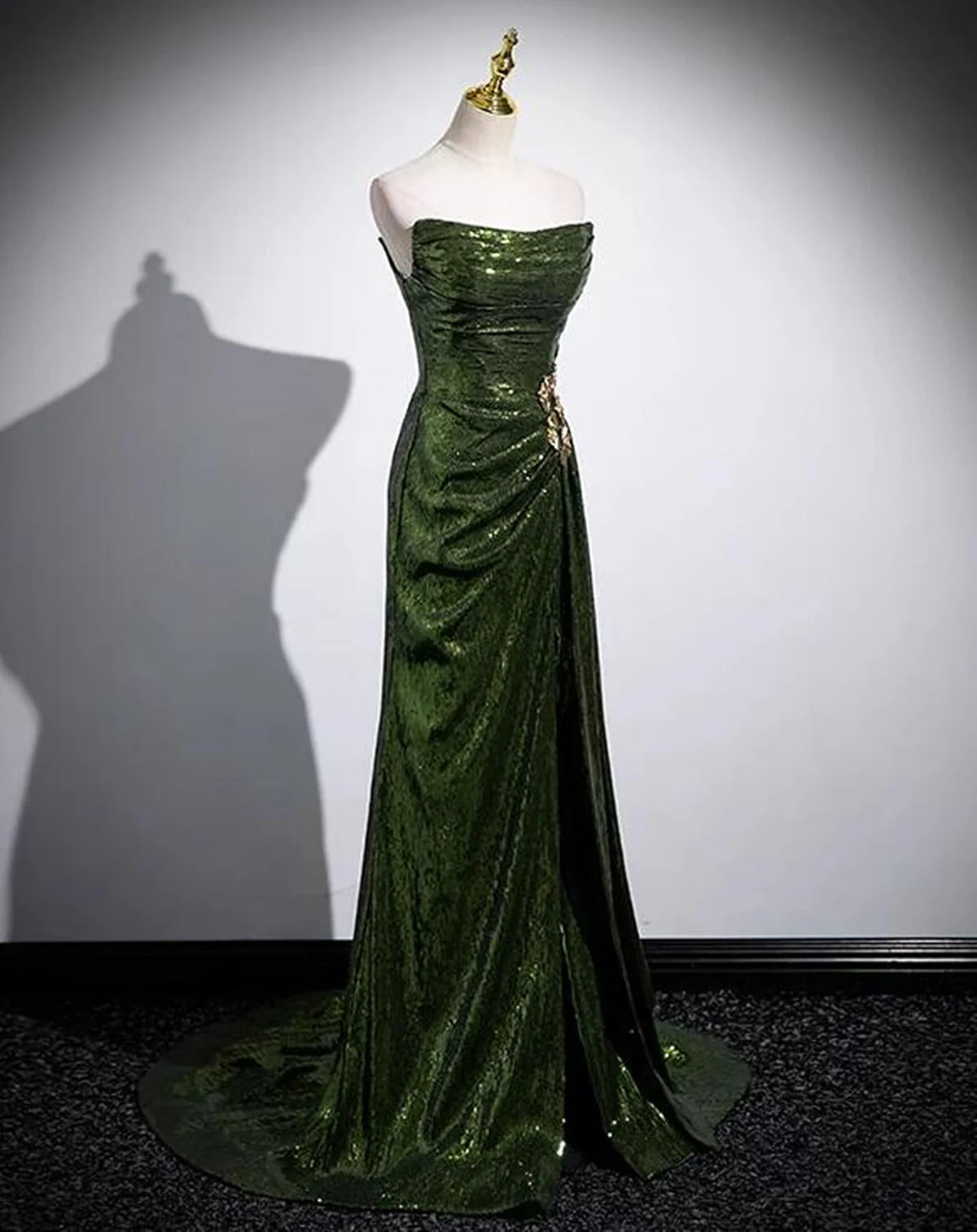 A-line Green Sequins Mermaid Long Party Dress, Mermaid Sequins Green Prom Dress TP1097