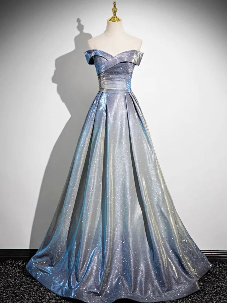 Glamorous Off-the-Shoulder A-Line Shimmering Iridescent Satin Formal G TreelyPromDress Glamorous Off-the-Shoulder A-Line Shimmering Iridescent Satin Formal G TreelyPromDress