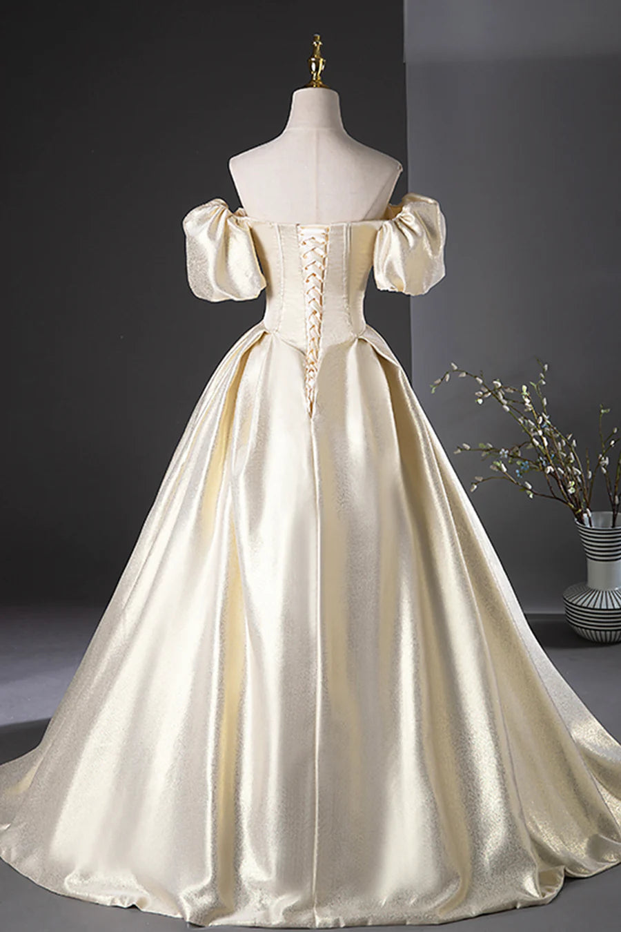 Elegant Gold Glitter Long Prom Dresses, Beautiful Off the Shoulder Formal Dresses TP153