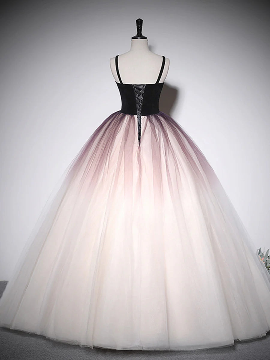 Lovely Ombre Tulle Long Ball Gown, A-Line Sweetheart Neckline Formal Evening Gown TP439