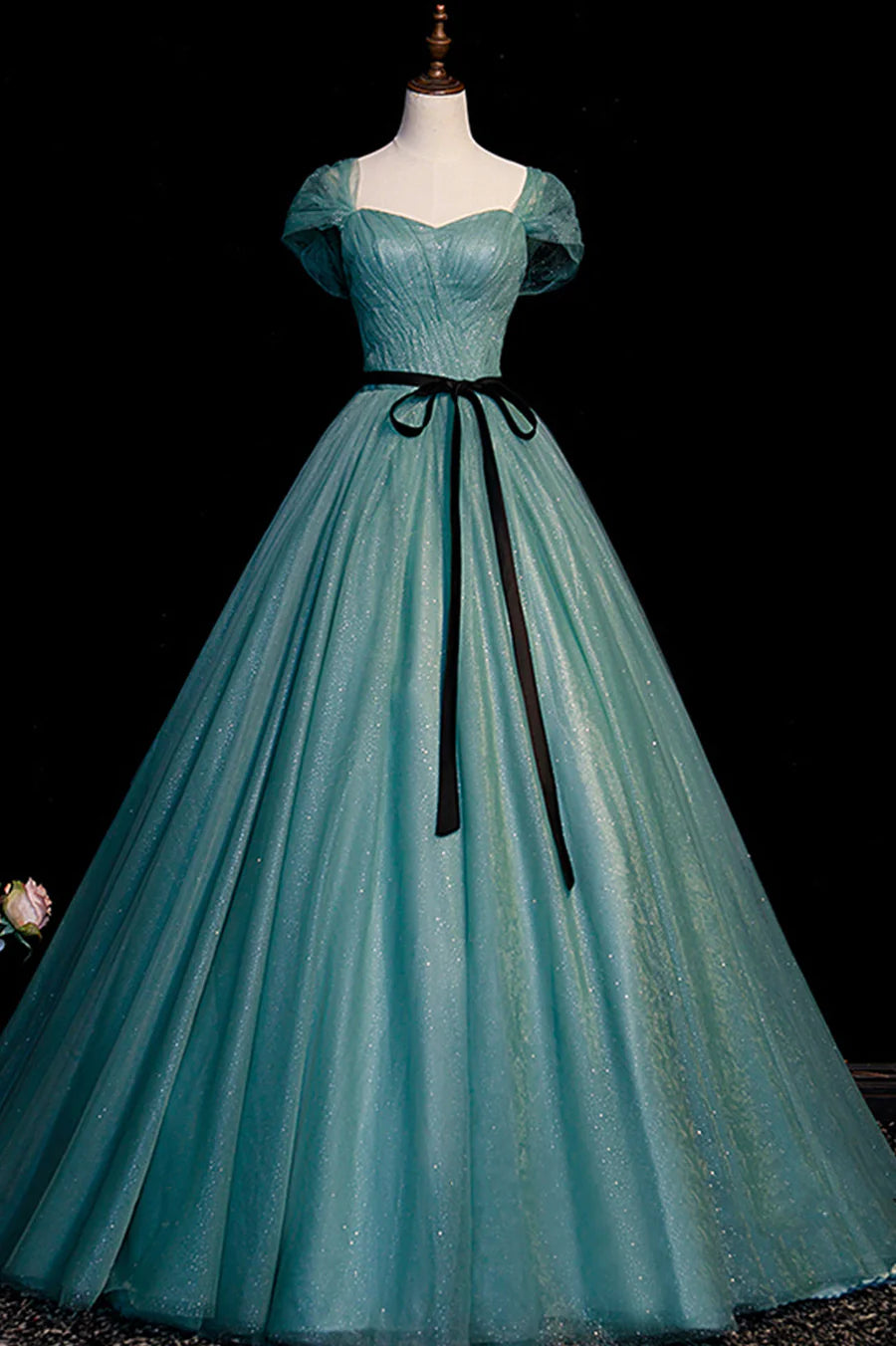 Green Tulle Long Senior Prom Dress, A-Line Formal Evening Dress TP513