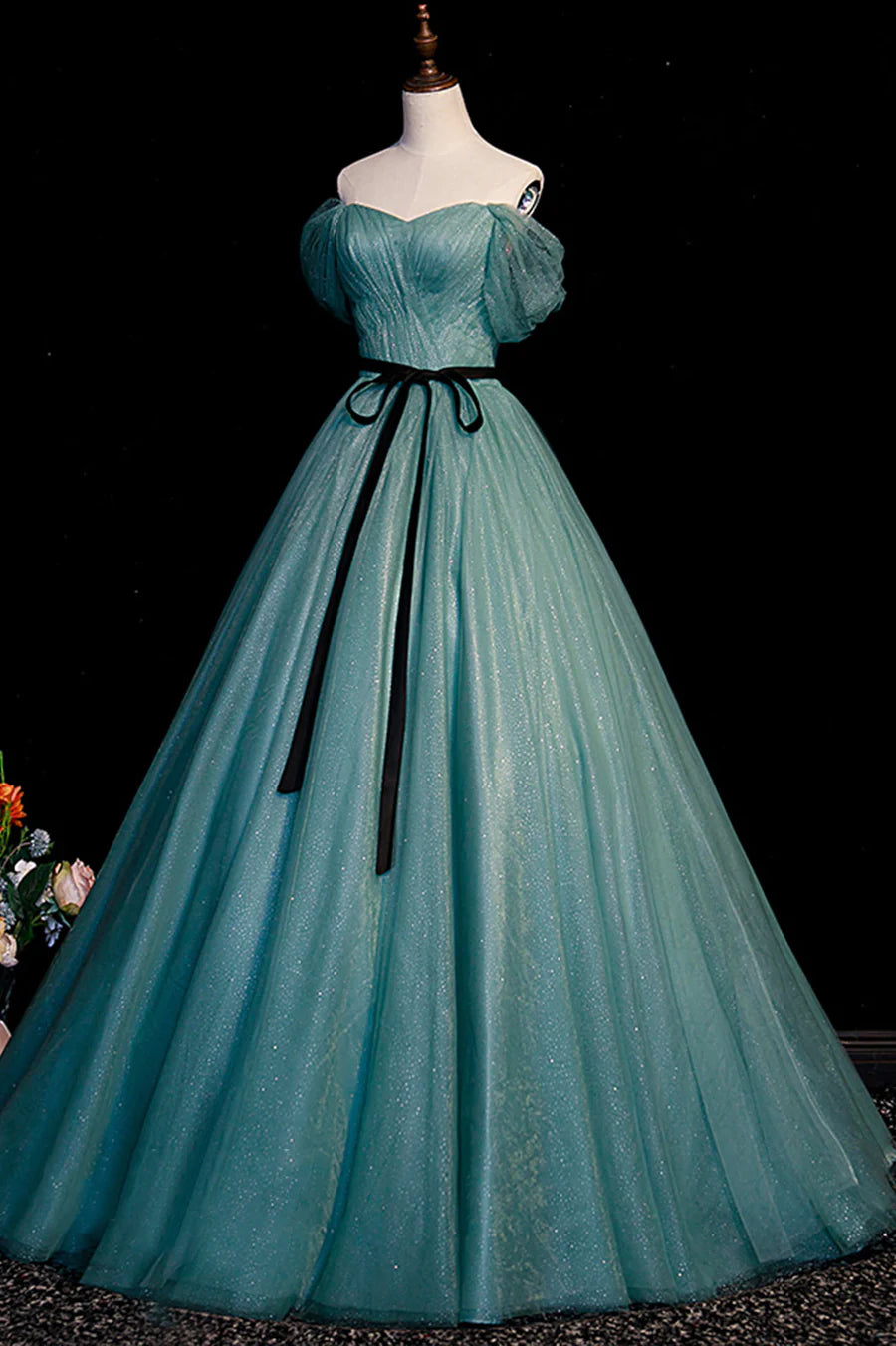 Green Tulle Long Senior Prom Dress, A-Line Formal Evening Dress TP513