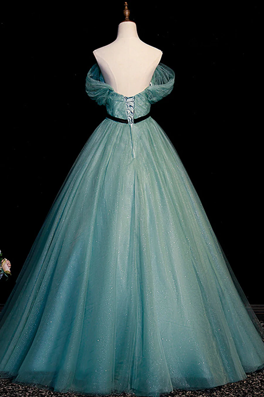 Green Tulle Long Senior Prom Dress, A-Line Formal Evening Dress TP513