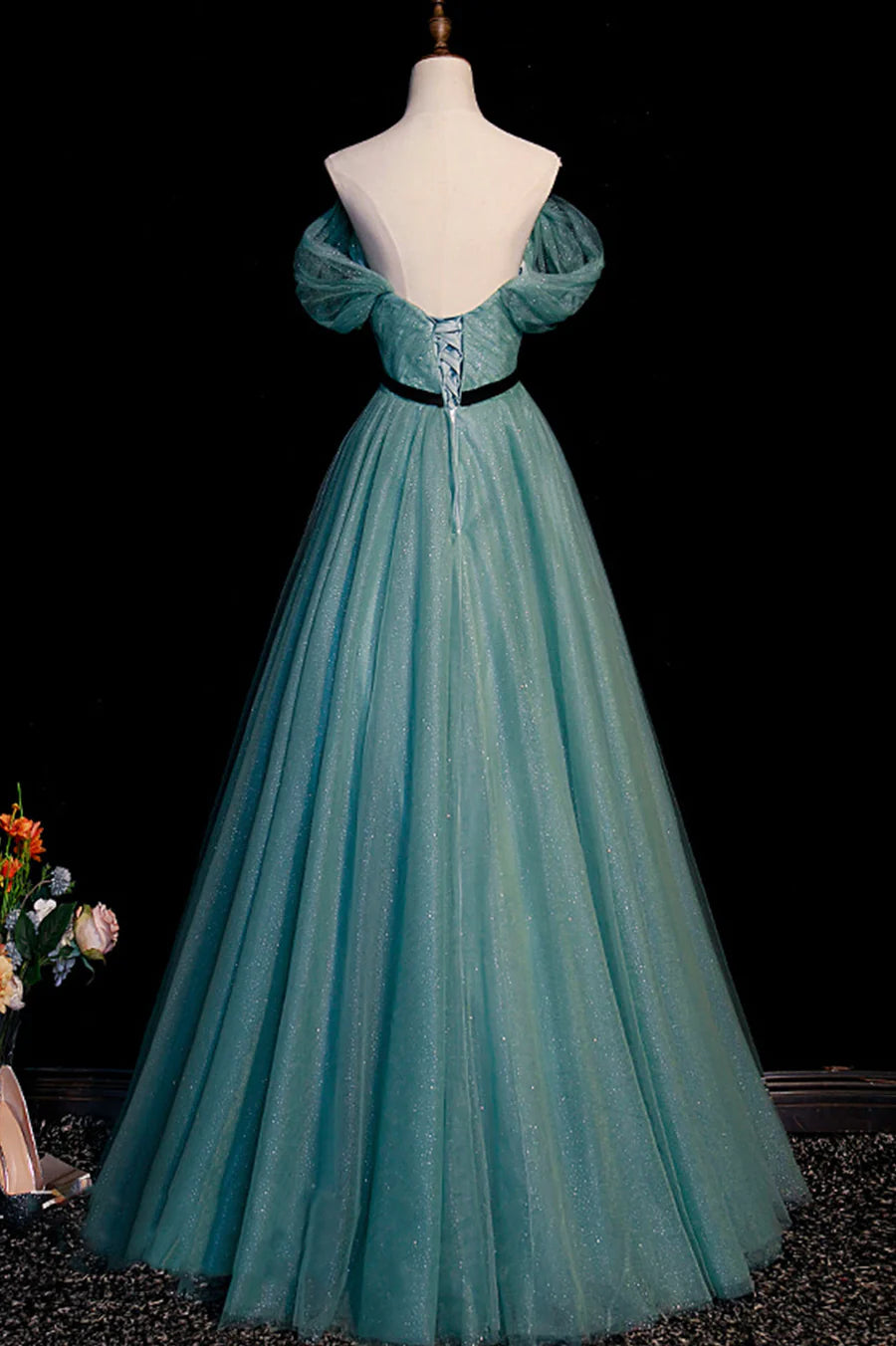 Green Tulle Long Senior Prom Dress, A-Line Formal Evening Dress TP513