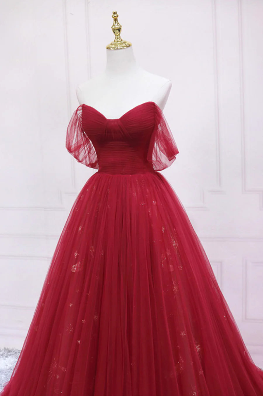 Burgundy Off the Shoulder Prom Dress, A-Line Evening Dress TP650