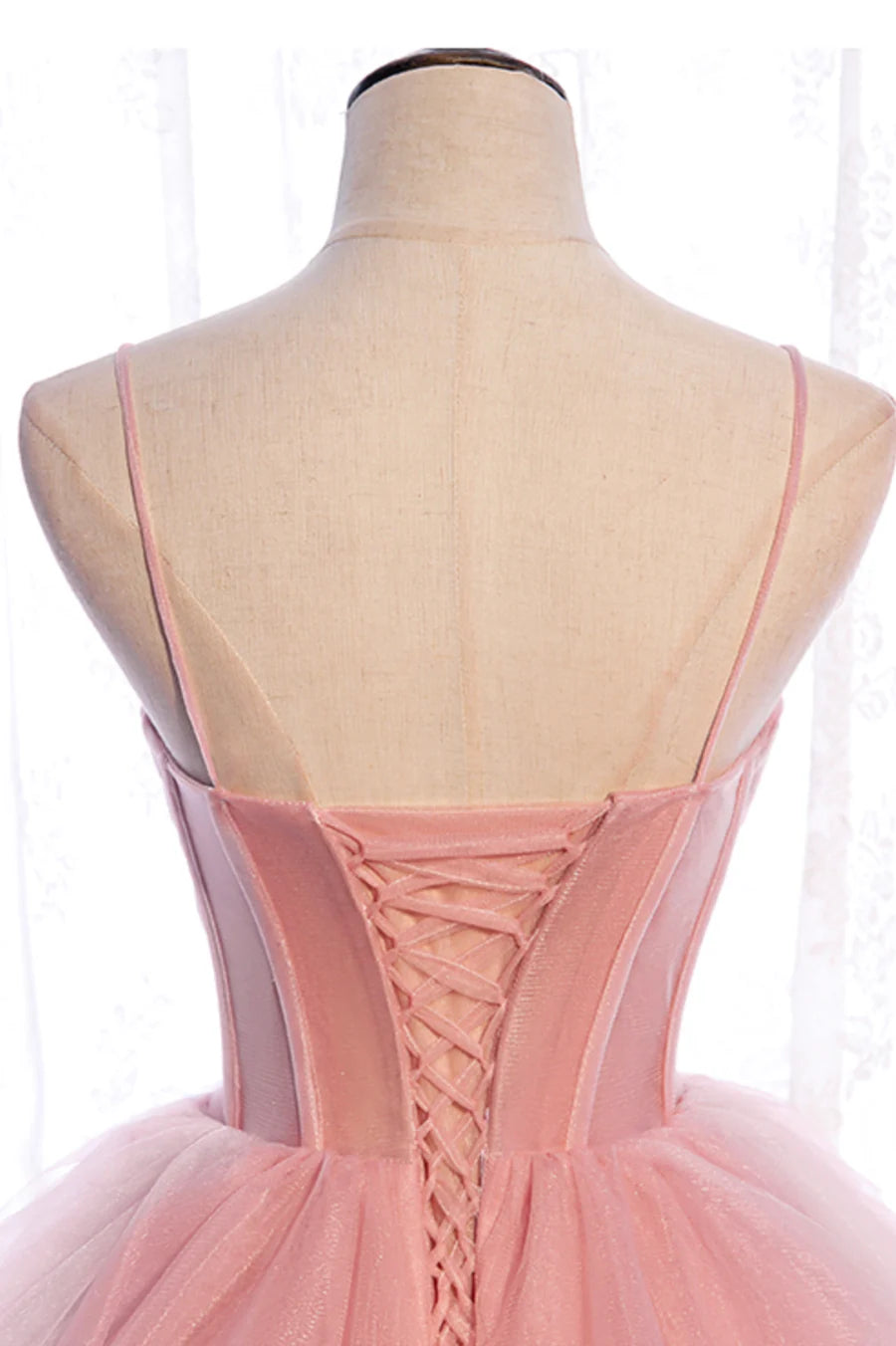 Pink Tulle Long Prom Dresses, A-Line Evening Dresses TP698