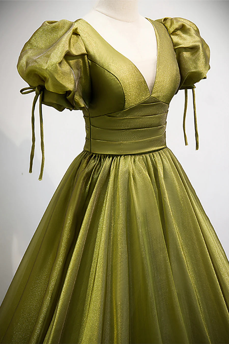 Green V-Neck Long Prom Dresses, A-Line Evening Dresses TP707