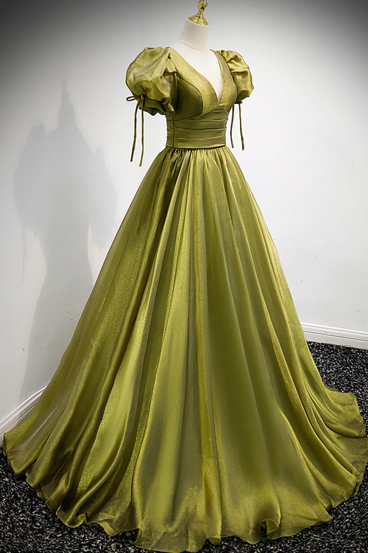 Green V-Neck Long Prom Dresses, A-Line Evening Dresses TP707