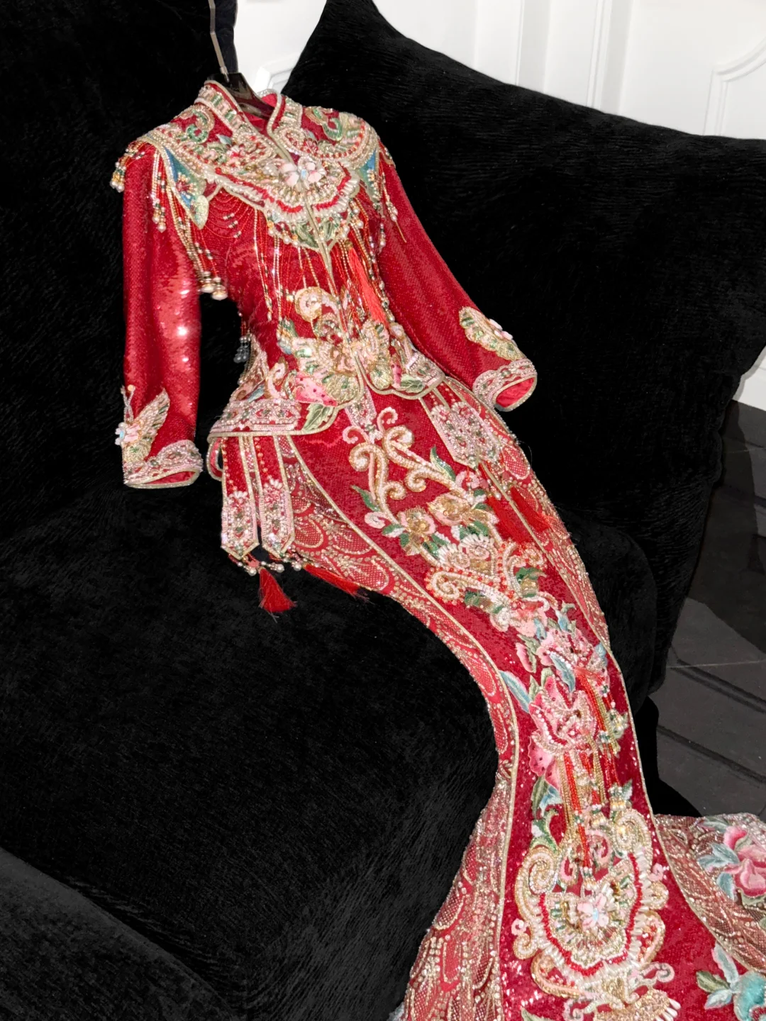 Gorgeous Sparkling Beaded Sequin Mermaid Design Exquisite Embroidery Wedding Outfit Evening Dress Prom Dresses TP4165