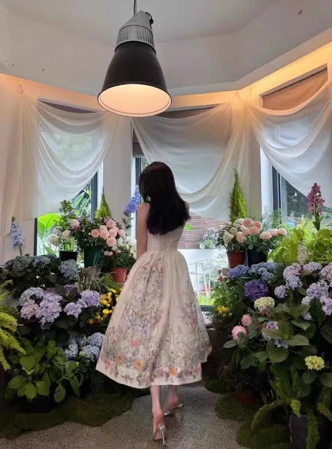 New Floral Design Simple Elegant Casual Spaghetti Strap Dress TP2961