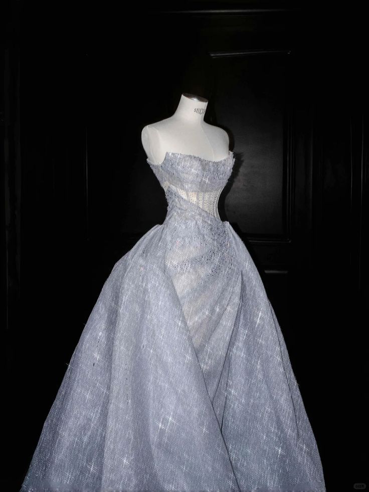 Glamorous Light Blue Sparkle Sequin Strapless A-Line Quinceañera Ball Gown TP5179