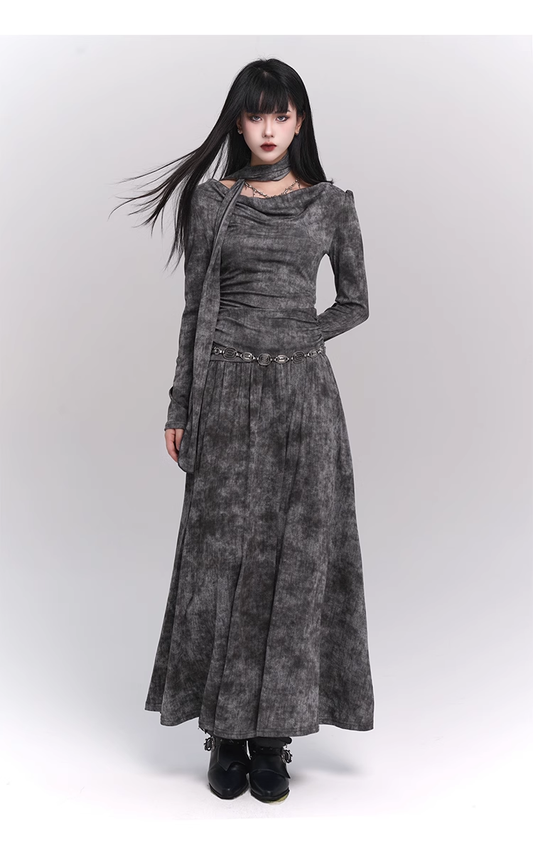 New Simple Fashion Gray Design Long-sleeved Dress TP2949