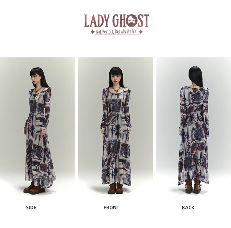 New Fashion Floral Pattern Design Women Long-sleeved Dress TP2942