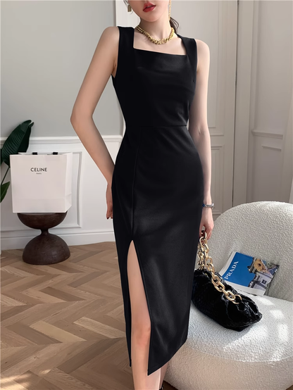 New Stylish Design Elegant Split Spaghetti Strap Dress TP2964