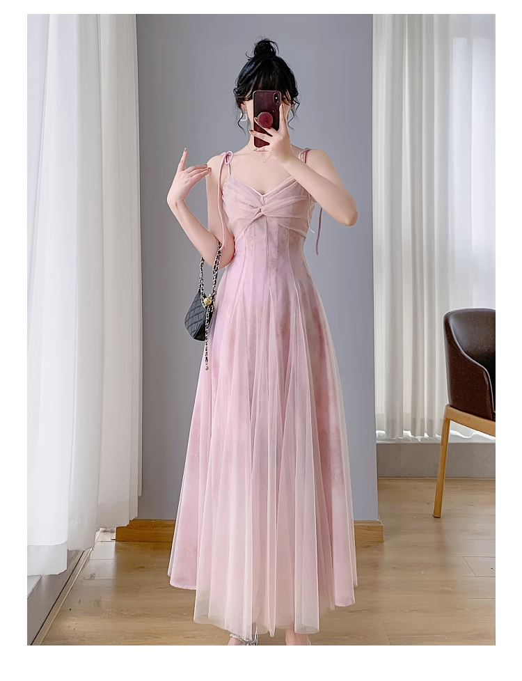 Vintage Simple Pink Plaid Elegant Design Short Sleeves Women Dress TP3056