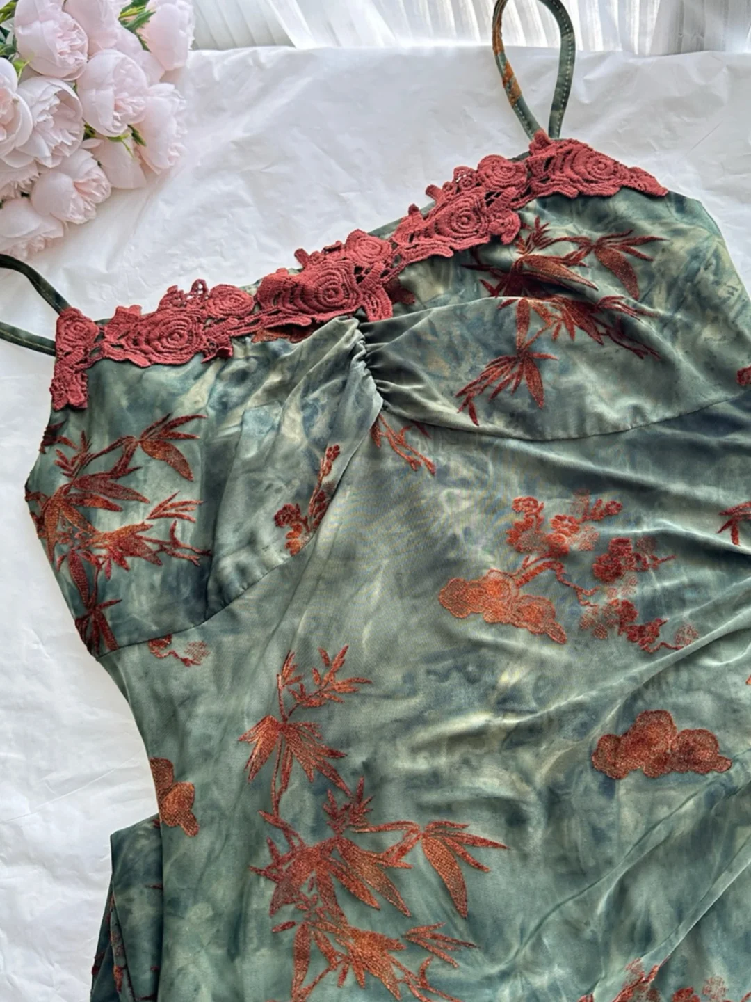 Vintage Embroidery Sheath Prom Floral Applique Evening Gown Spaghetti Strap Party Dress Ankle Length Formal Dress TP4893