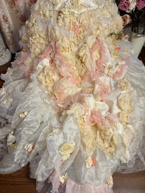 Gorgeous Strapless Ruffles Sweet 16 Quinceanera A-Line Evening Dress Ball Gown TP4283