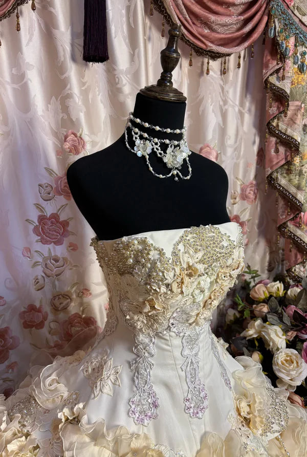 Gorgeous Strapless Ruffles Sweet 16 Quinceanera A-Line Evening Dress Ball Gown TP4283