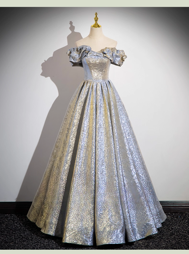 Elegant Glittering Satin Sweet 16 A-Line Off-the-shoulder Tulle Quinceanera Ball Gown TP5203