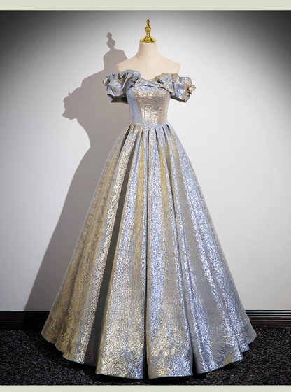 Elegant Glittering Satin Sweet 16 A-Line Off-the-shoulder Tulle Quinceanera Ball Gown TP5203