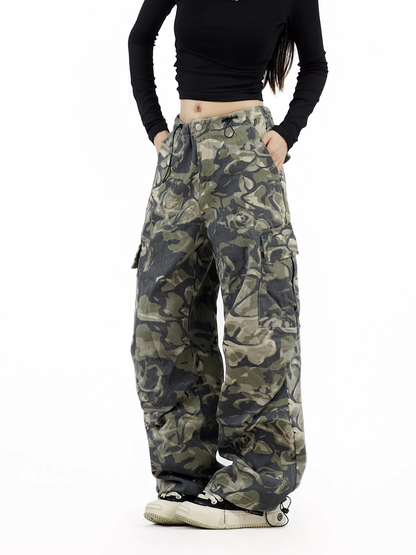 New Fashion Loose-fitting Camouflage Green Design Long Casual Pants TP3226