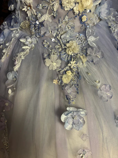 Vintage Ombre Off-the-shoulder Applique Beaded Sweet 16 Quinceanera A-Line Evening Dress Ball Gown TP4277