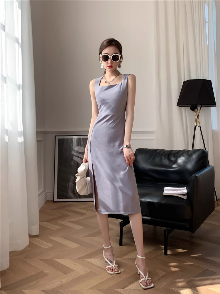 New Stylish Design Elegant Split Spaghetti Strap Dress TP2964