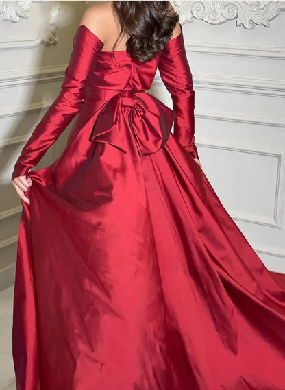Glamorous Off-the-Shoulder Satin Evening Gown Mermaid Prom Dress TP5799