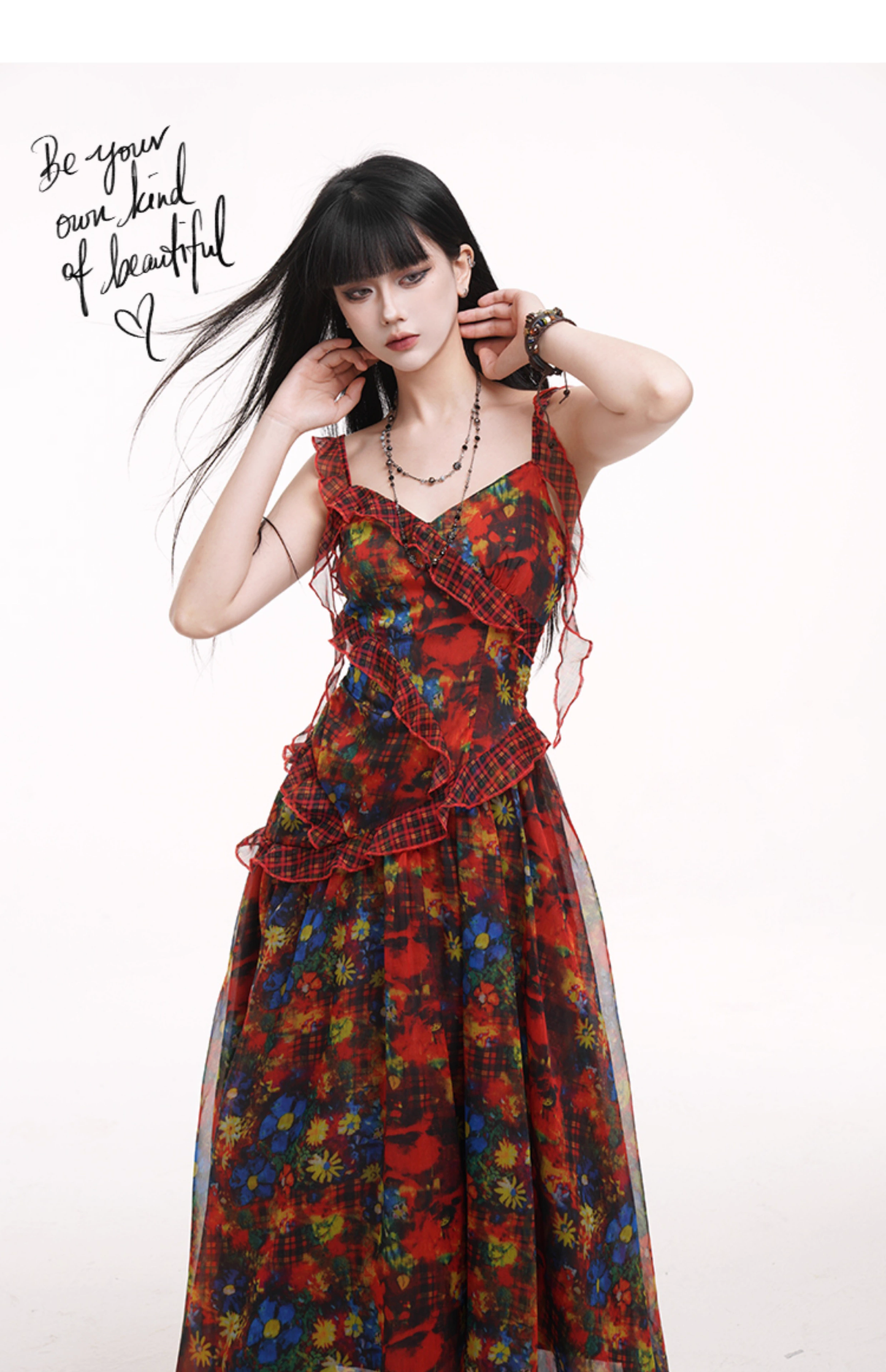 New Fashion Floral Pattern Design Spaghetti Strap Dress TP2952