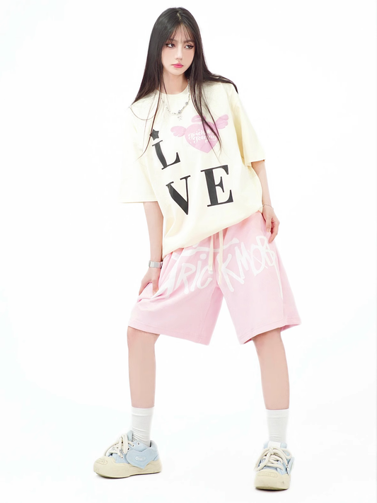 Simple Loose-fitting Letter Pattern Design Street-style Casual Pants TP3222