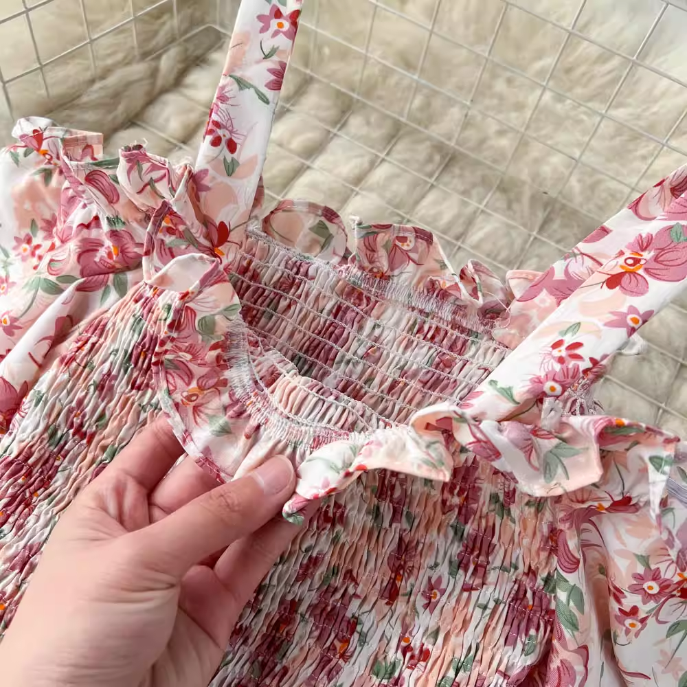 Retro Design Chic Spaghetti  Strap Floral Dress TP2859