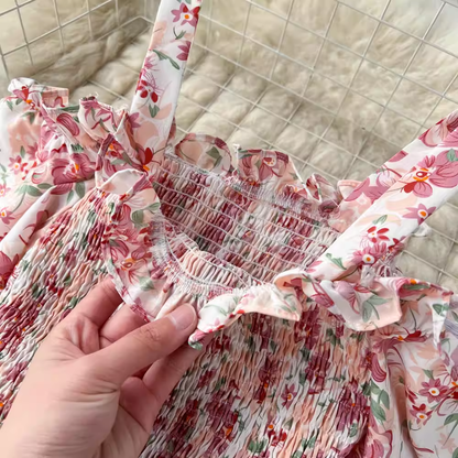 Retro Design Chic Spaghetti  Strap Floral Dress TP2859